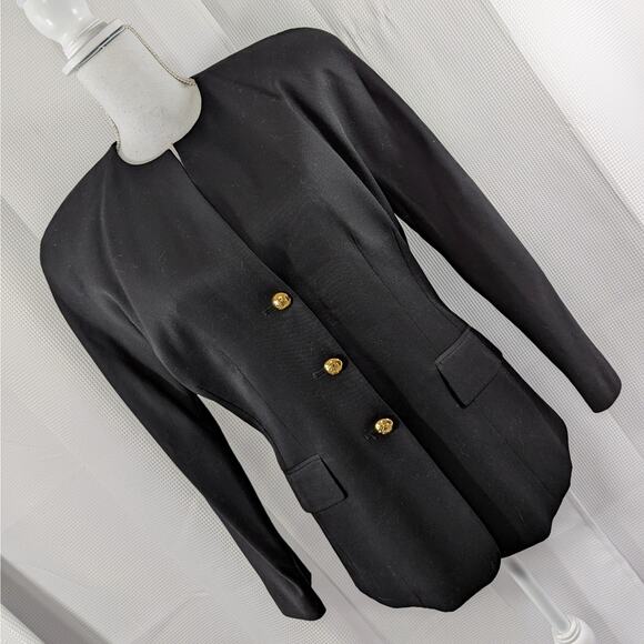 LORD & TAYLOR! STUNNING BLACK PURE GABARDINE 100% WOOL BLAZER, JACKET! SZ 10 - Picture 10 of 10